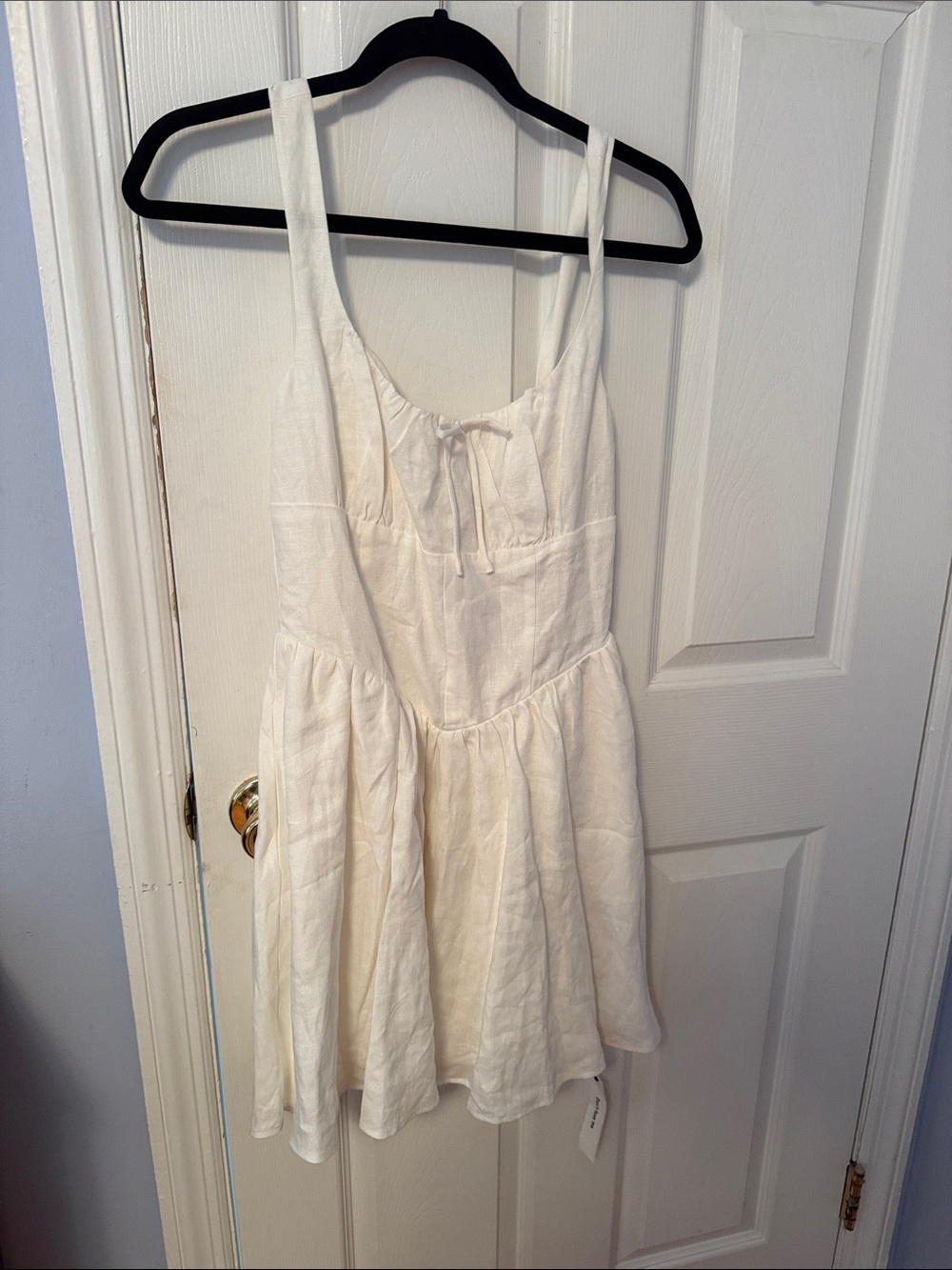 NWT Reformation White Linen Tank Dress with Tie Front